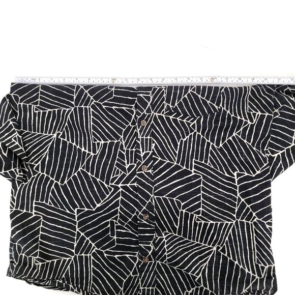 Volcom Black & Cream Abstract Print Slim Fit Short Sleeve Button Up Shirt SZ M - Picture 9 of 10